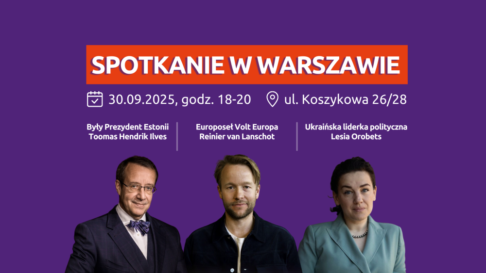 Plakat promujący wydarzenie w Warszawie z nagłówkiem 