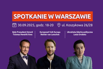 Plakat promujący wydarzenie w Warszawie z nagłówkiem 
